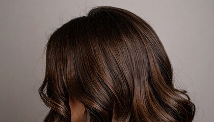 Naklejka premium Woman's wavy brown hair against a plain background