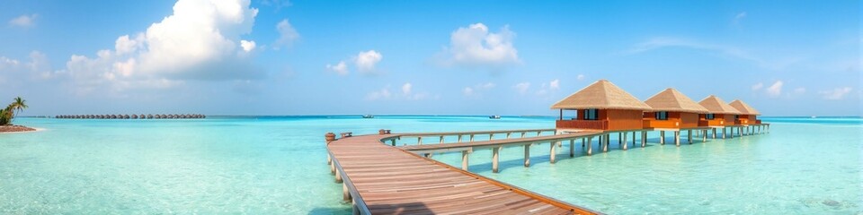 Obraz premium Maldives beach with luxurious water villas