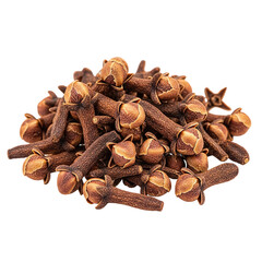 Obraz premium Photo of a pile of dried cloves, a common spice used in cooking and baking, isolated on transparent background