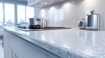 A clean and minimalist kitchen countertop, representing the concept of household maintenance.