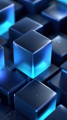 Obraz premium Abstract Geometric Blue Cubes