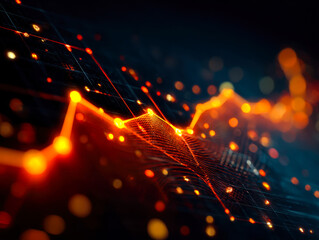 Futuristic digital data visualization with glowing network connections