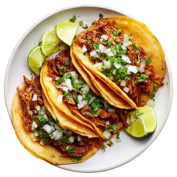  Al Pastor Tacos on a plate on a white background