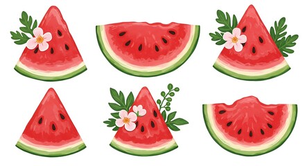 Watermelon Slices Collection - Summer Fruit Illustrations.