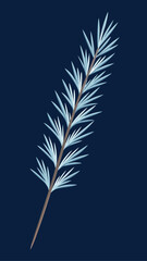 Isolated light blue feather on dark blue