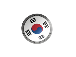 Korean Taegeuk symbol illuminated on black background with spotlight effect South flag