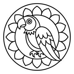Parrot Mandala Outline Vector Design