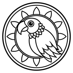 Parrot Mandala Outline Vector Design
