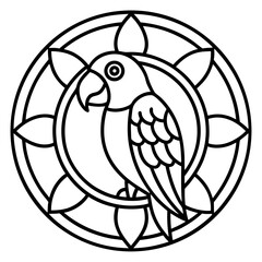 Parrot Mandala Outline Vector Design