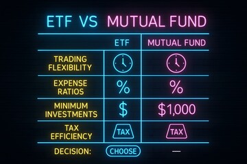 ETF vs Mutual Fund Comparison with Glowing Investment Differences for Financial Planning