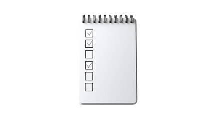 Obraz premium Spiral notebook checklist with ticked boxes isolated on transparent background