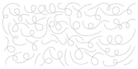 hand-drawn dotted line element set. curved and twisted dashed paths