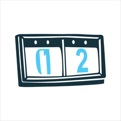 Simple Retro Scoreboard Illustration, One and Two Scoreboard Outline Simple retro style