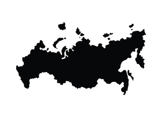 Obraz premium Black silhouette map of russia country outline geographic shape international borders continent