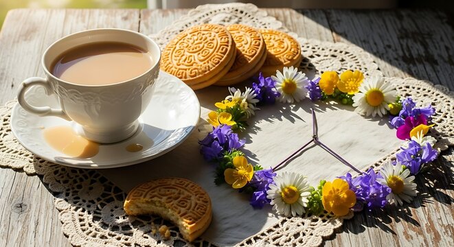 Morning Coffee Break with a Whimsical Flower Clock.