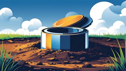 illustration of a time capsule buried underground