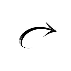 Obraz premium Black Curved Arrow Brush Texture Pointing Right White Background Hand-Drawn Direction