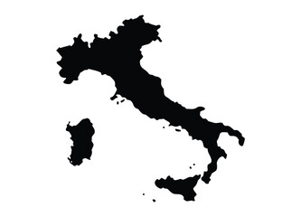 Silhouette outline map of italy and islands with geographic country shape
