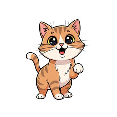 Obraz premium Adorable Orange Tabby Kitten Cartoon Illustration