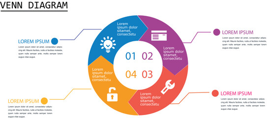 Infographic Venn diagram chart template for business 4 parts
