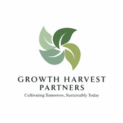 Growth Harvest Partners logo with green leaves and tagline.
