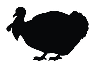 Silhouette of a thanksgiving turkey standing profile view for culinary or festive use