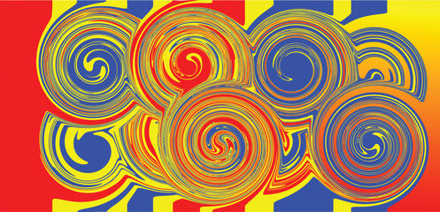 Colorful Abstract Spiral Pattern with Geometric Background