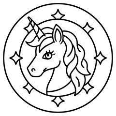 Unicorn Mandala Design Line Art Vector