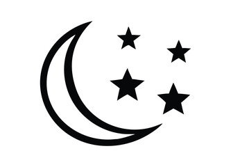 Hand drawn crescent moon and stars celestial night sky graphic element