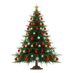 Decorated Christmas Tree with Gold Star
