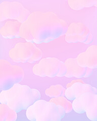 3D render pastel dreamy cloudscape.