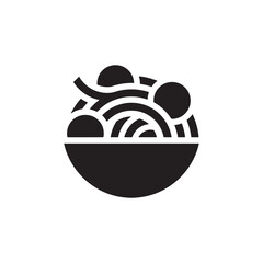 Asian Noodles with Meatballs Bowl Silhouette