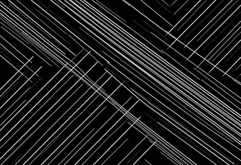 Subtle diagonal white lines on a black background form a seamless striped texture,  thin,  grid