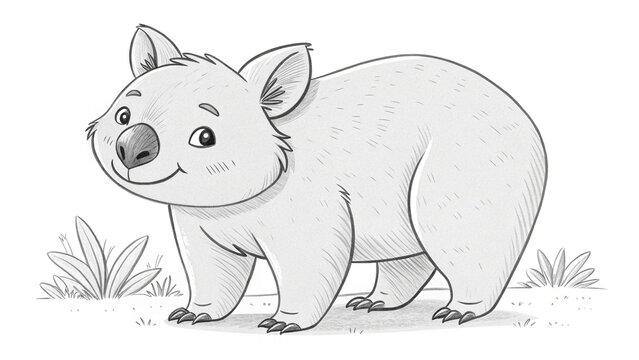 Cute wombat drawing illustration animal wildlife australia marsupial cartoon sketch wombat art design