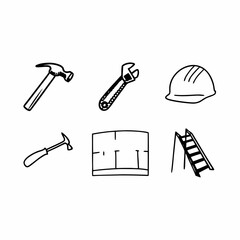 Fototapeta premium Hand drawn illustration of construction tools perfect for construction projects