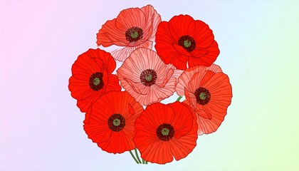 Obraz premium Vibrant red poppies in a circular arrangement