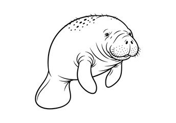 Manatee Line Art Illustration Elegant Black and White Design