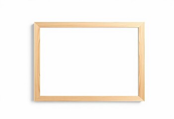 Obraz premium Simple, blank, light-colored wooden picture frame isolated on pure white background, natural, wooden border