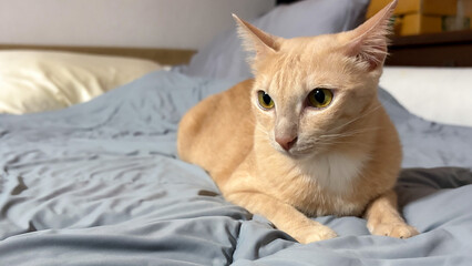 Ginger Cat Relaxing on bed