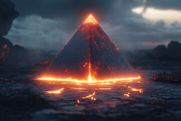 Volcano erupting with flowing lava in the background.