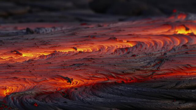 Molten lava flow