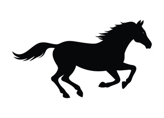 Fototapeta premium Dynamic black silhouette of a galloping horse in full stride captured in motion