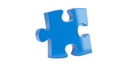 Blue puzzle piece isolated on white background Concept of connection and problem-solving