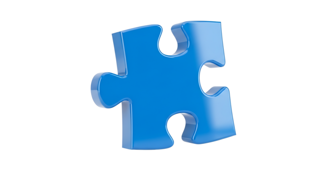 Blue puzzle piece isolated on white background Concept of connection and problem-solving