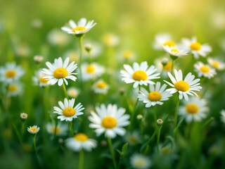 Fototapeta premium Daisies in a sunny field.