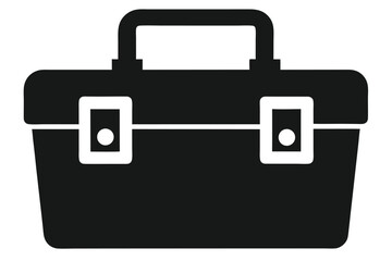 Obraz premium A solid black silhouette of a toolbox, perfect for use in apps, websites, or print design.