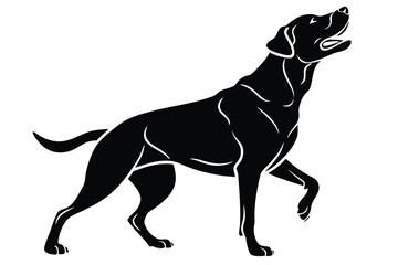 Obraz premium A bold, black silhouette of a Labrador Retriever, depicted in a dynamic, alert stance.