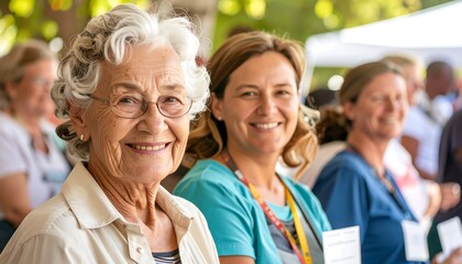 Fototapeta premium Smiling senior women at an outdoor event