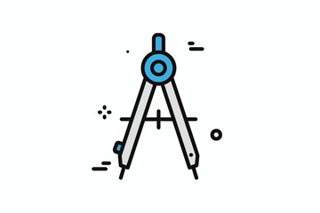 A vector illustration of a classic drawing compass tool, isolated.