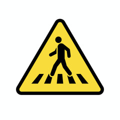 Pedestrian crossing warning sign:  A yellow triangle alerts drivers to a pedestrian crossing area.